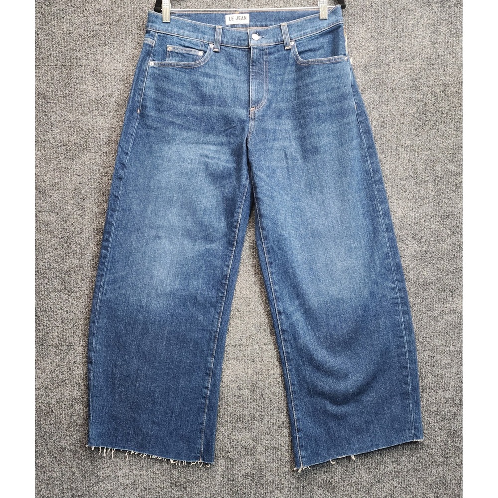 NWT LE JEAN Nomad Wide Leg Crop Raw Hem‎ High Rise Denim Jeans Women's 29